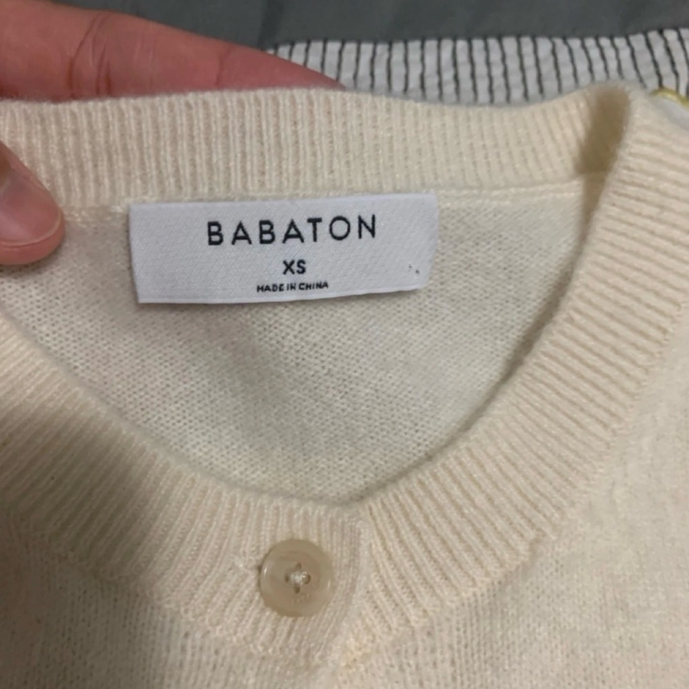 Babaton Cream Crewneck Button-Front Sweater